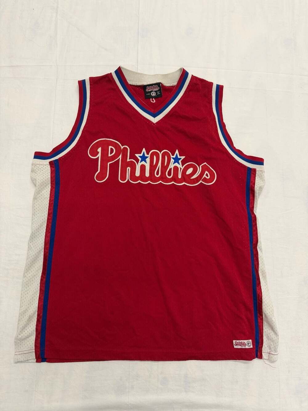 Stitches MLB Philadelphia Phillies Mesh Jersey Tank Top V-Neck Size XL